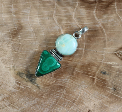 Malachite larimar pendant