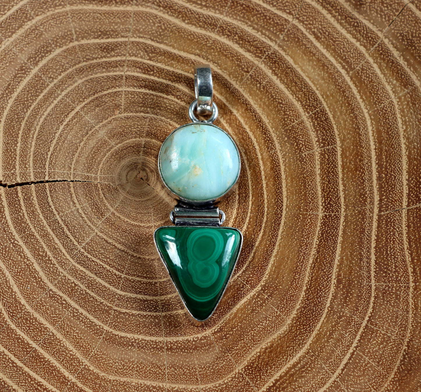 Malachite larimar pendant