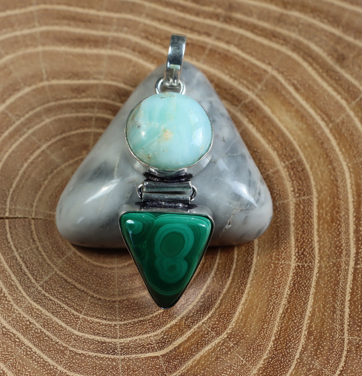 Malachite larimar pendant