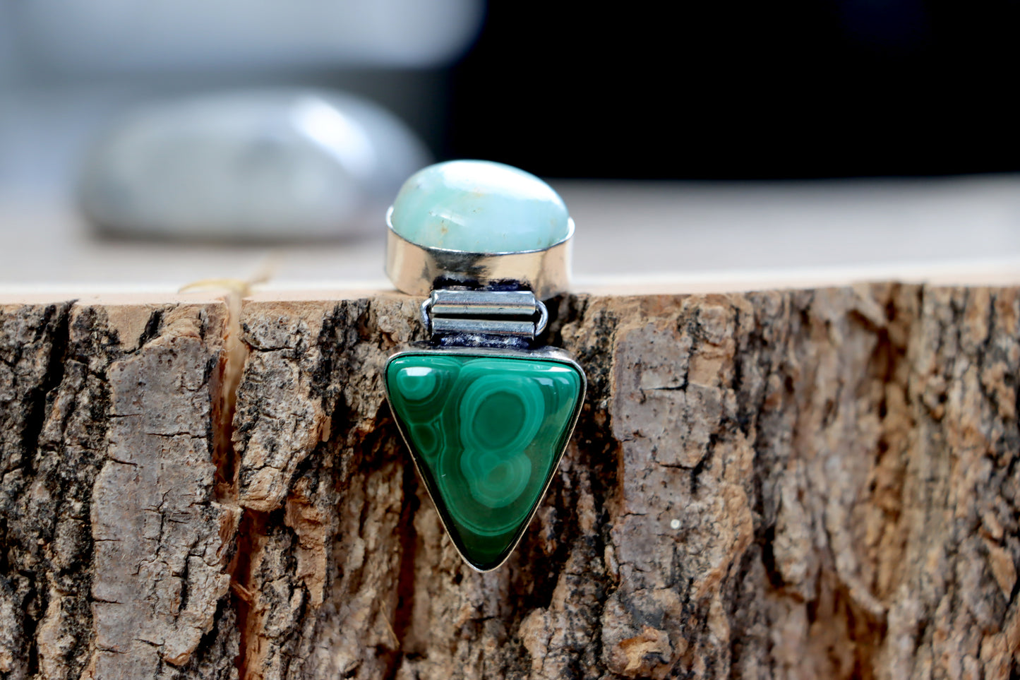 Malachite larimar pendant