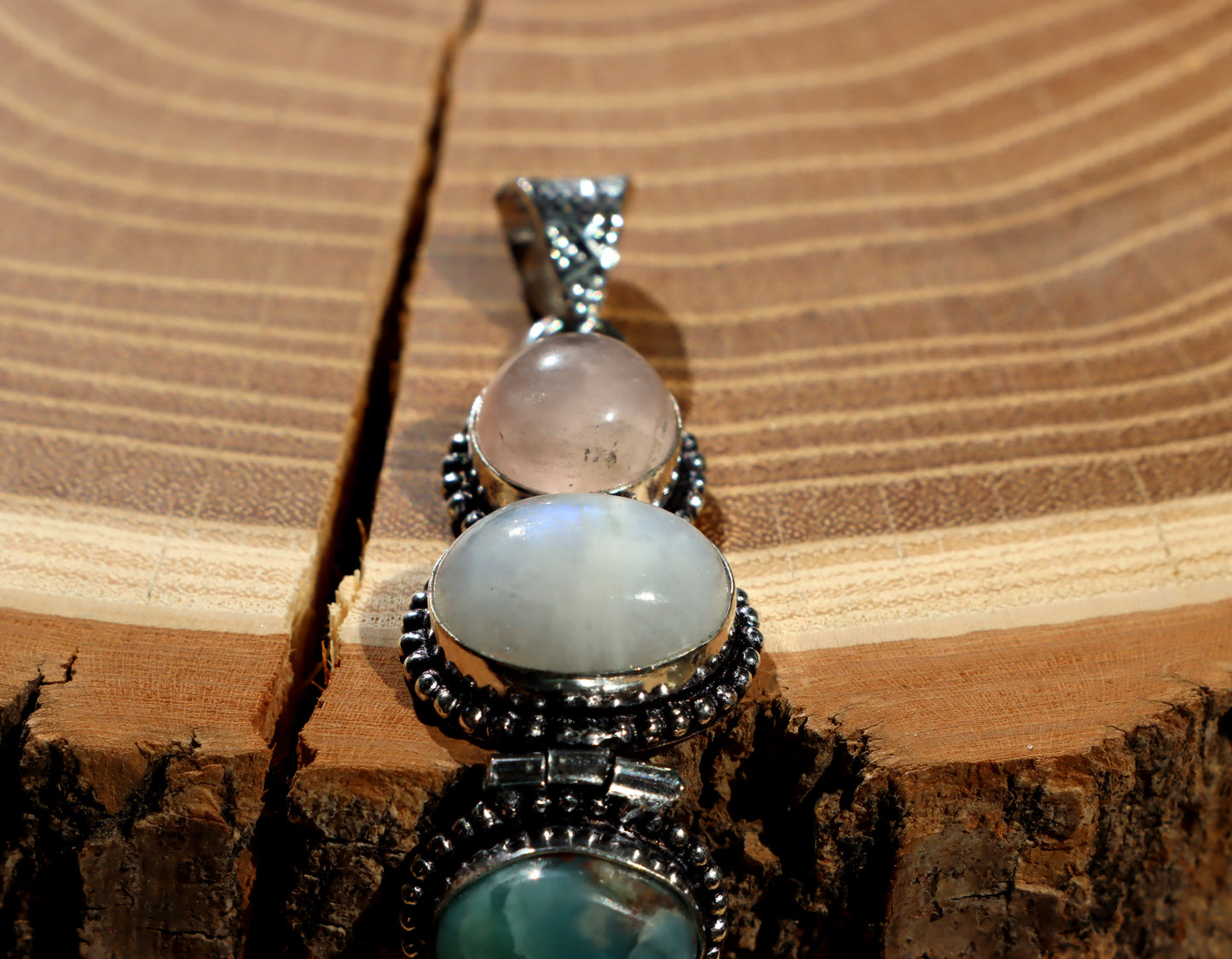 Pendant larimar rose gold moonstone