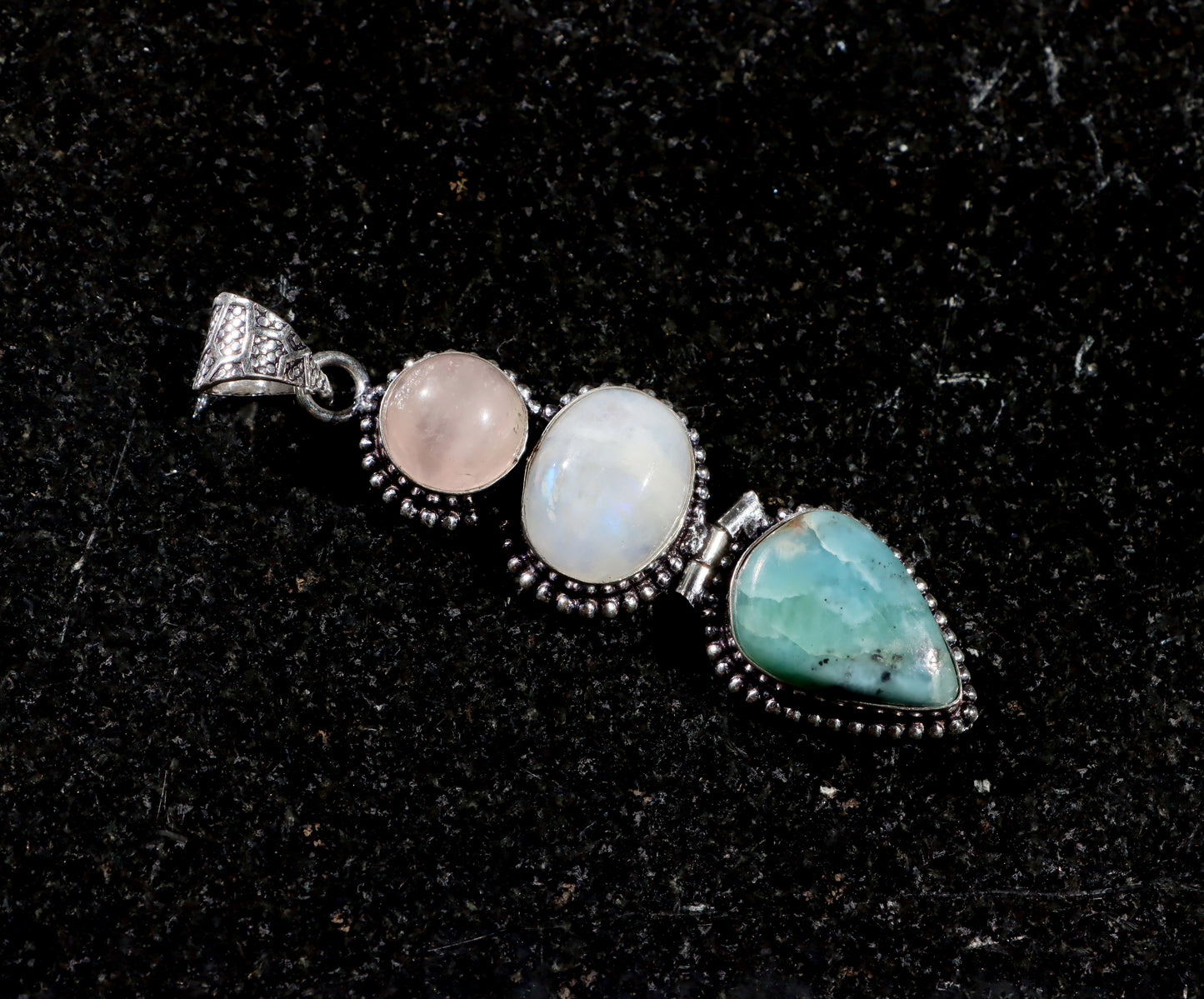 Pendant larimar rose gold moonstone