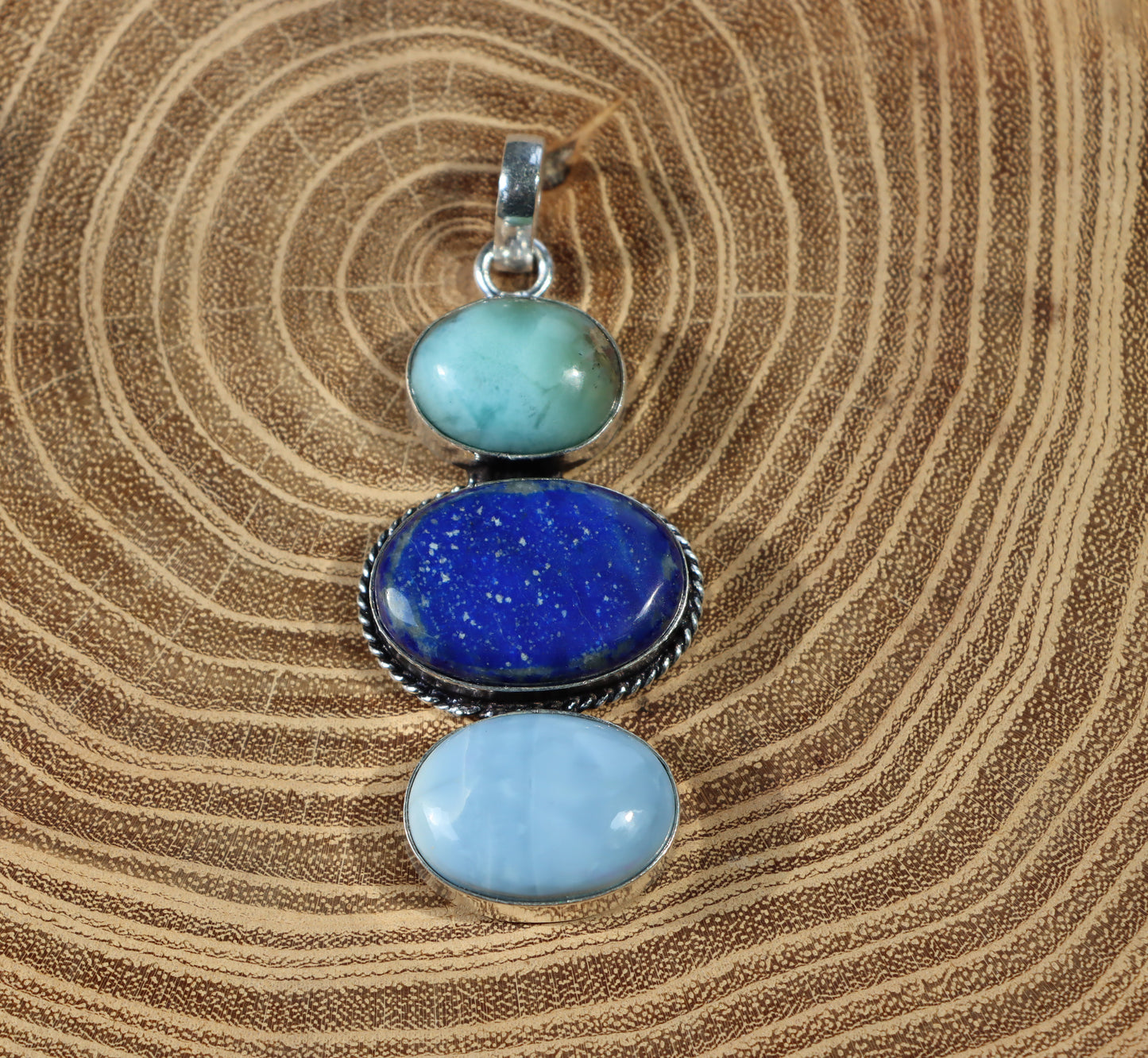 Lapis Owyhee larimar pendant