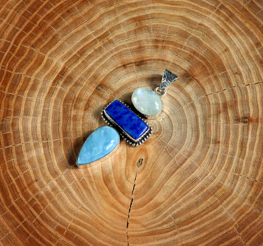 Přívěšek měsíční kámen lapis lazuli opál Owyhee