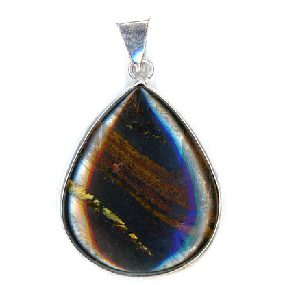 Banded iron ore pendant with tiger's eye