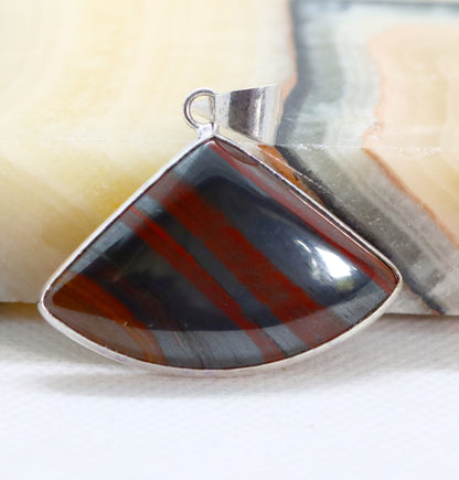 Banded iron ore hematite pendant