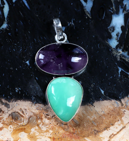 Amethyst chrysoprase pendant