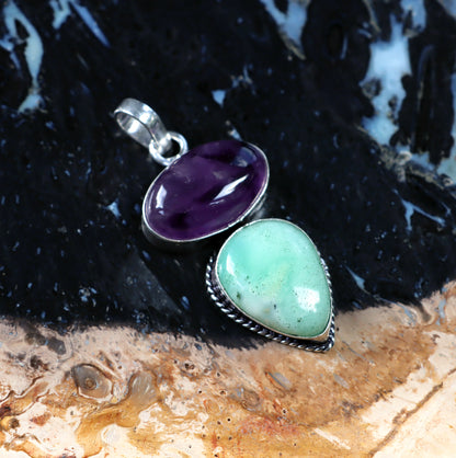 Amethyst chrysoprase pendant