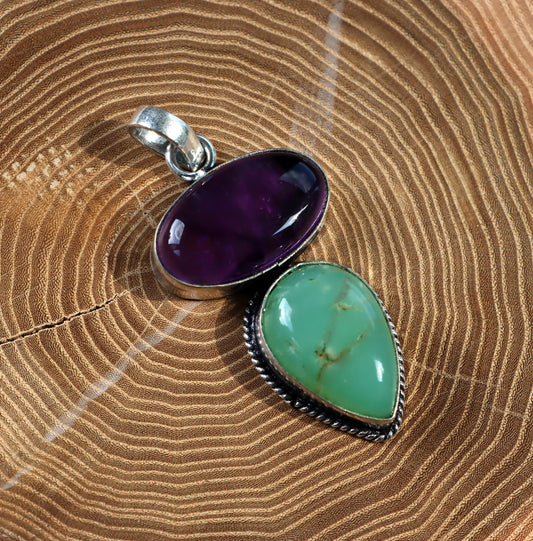 Amethyst chrysoprase pendant