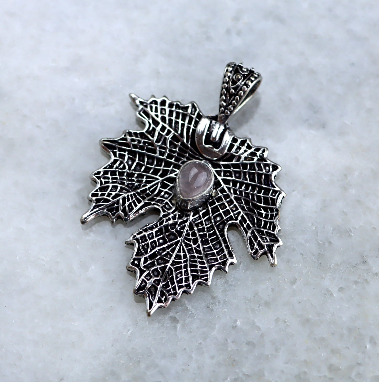 Vine leaf rosary pendant