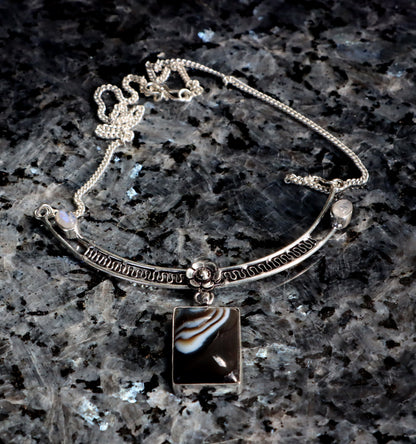 Onyx moonstone necklace