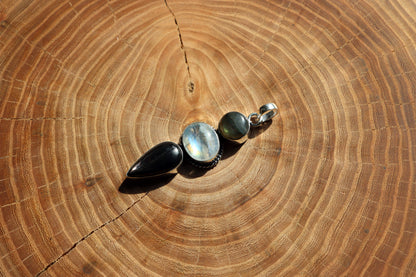 Labradorite hypersthene moonstone pendant