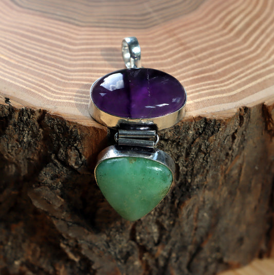 Amethyst chrysoprase pendant