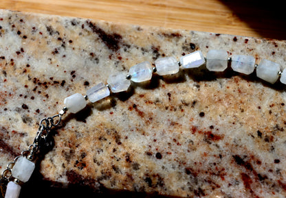 Faceted moonstone necklace