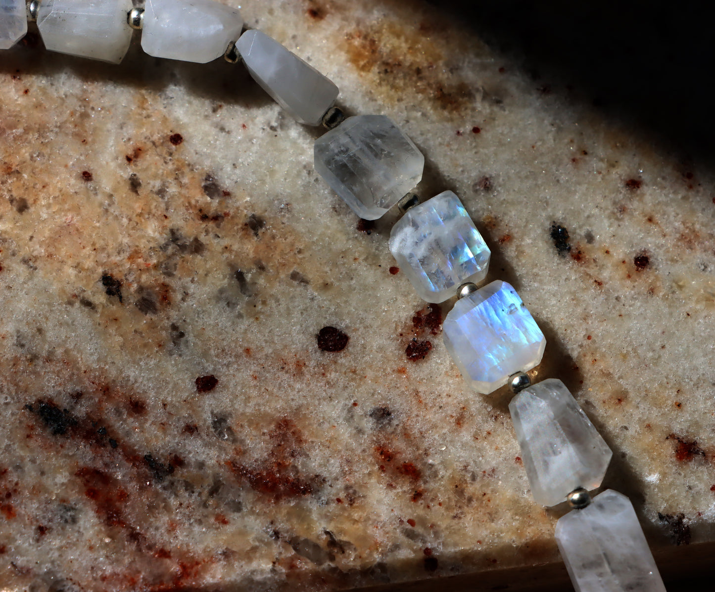 Faceted moonstone necklace