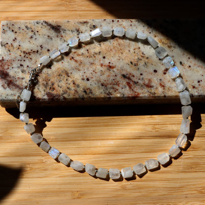 Faceted moonstone necklace