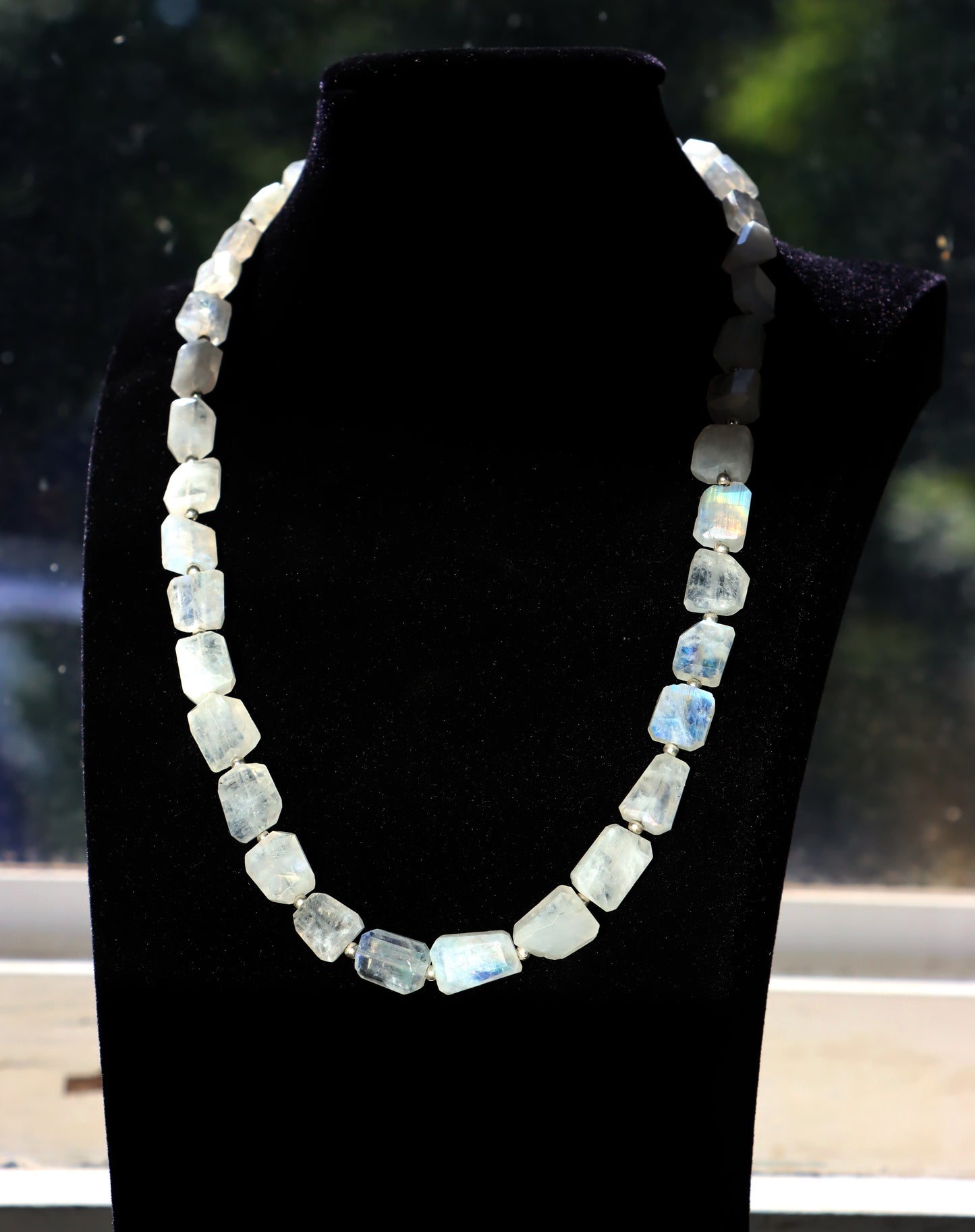 Faceted moonstone necklace