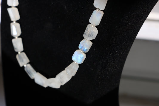 Faceted moonstone necklace