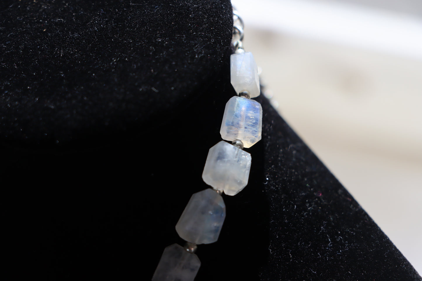 Faceted moonstone necklace