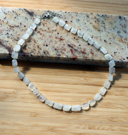 Faceted moonstone necklace