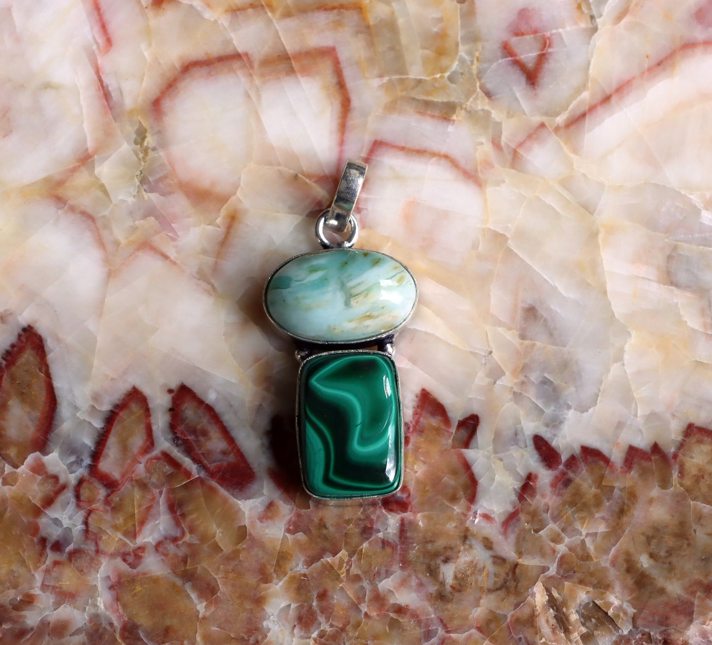 Malachite larimar pendant