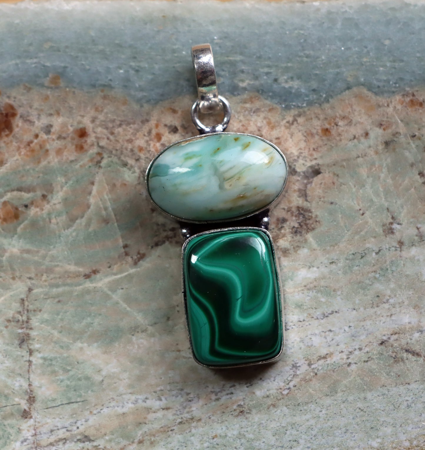 Malachite larimar pendant