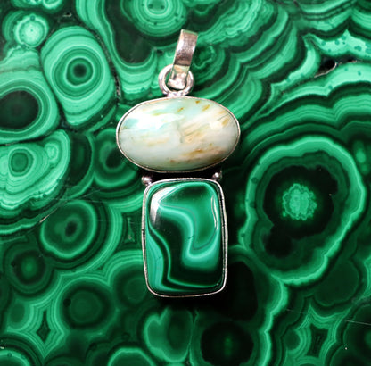 Malachite larimar pendant