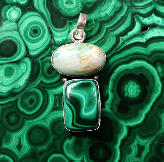 Malachite larimar pendant