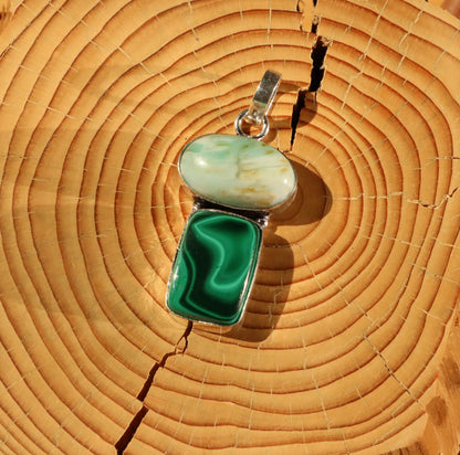 Malachite larimar pendant