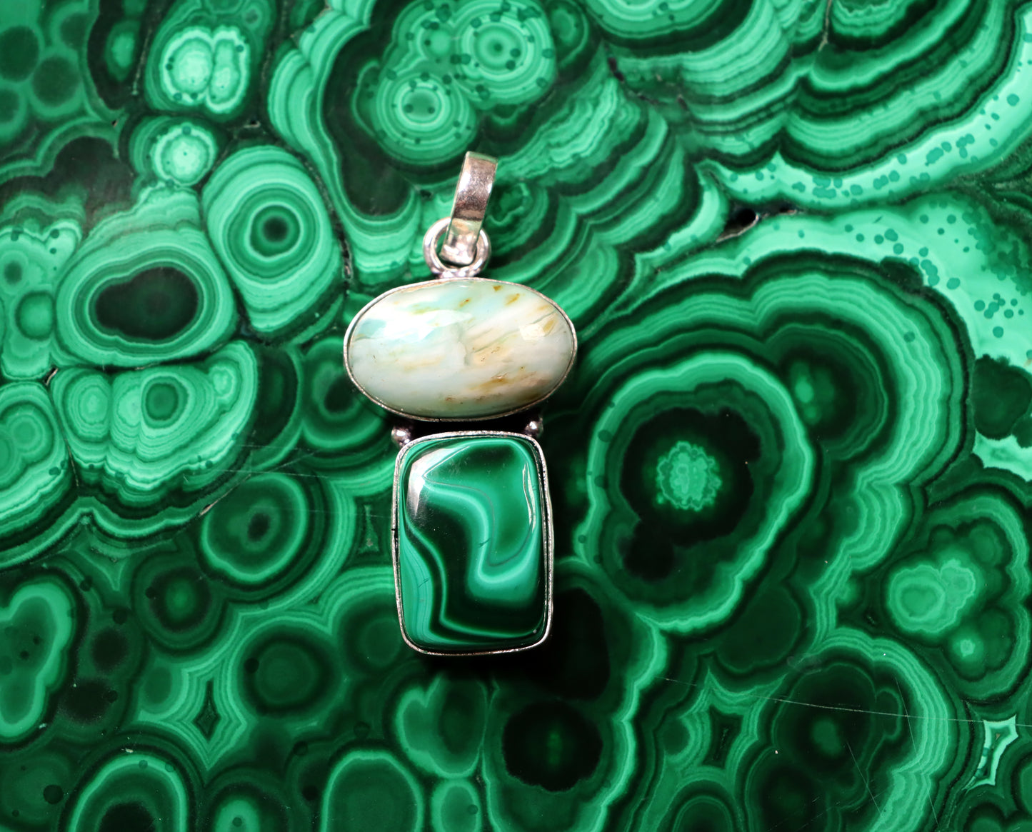 Malachite larimar pendant