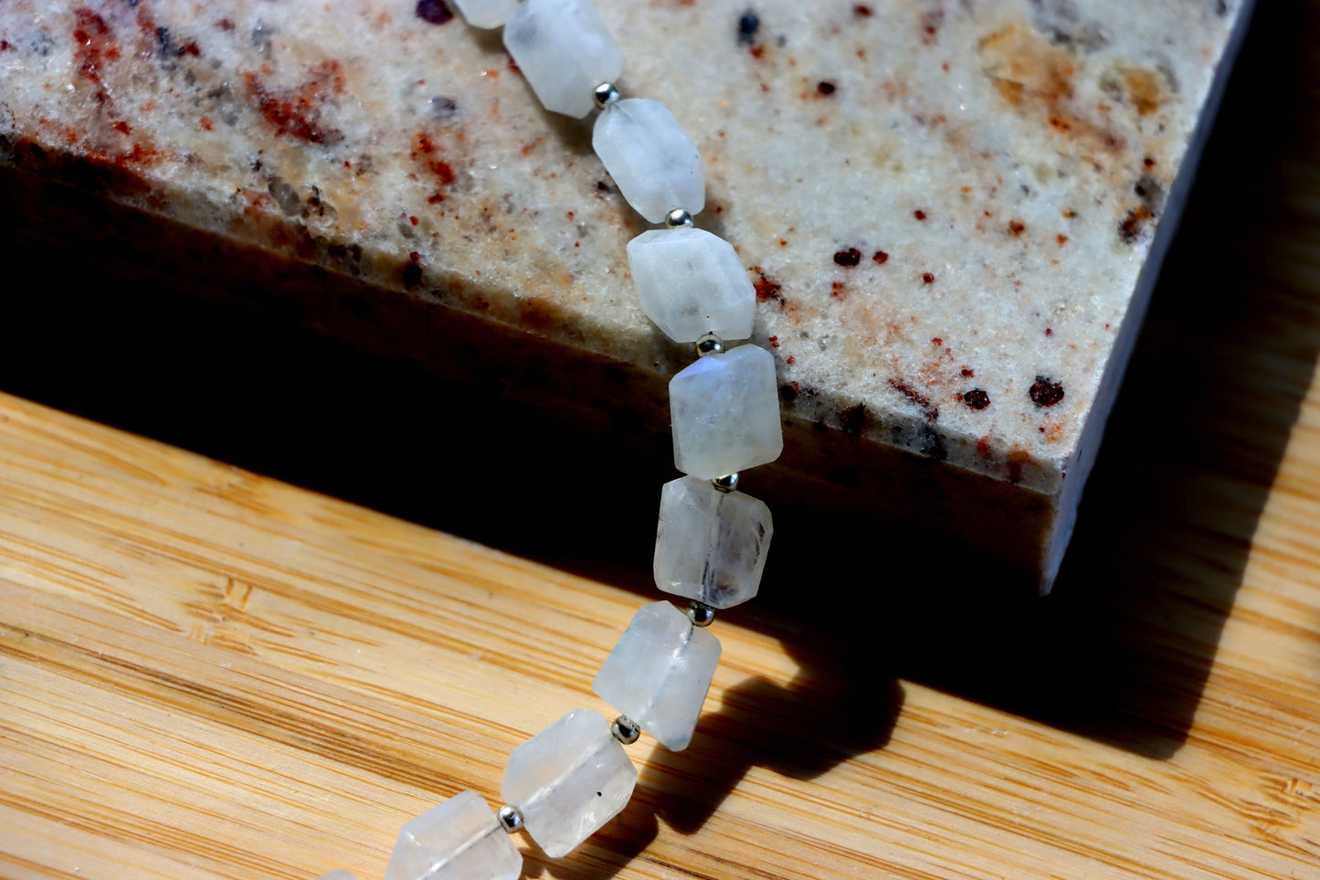 Faceted moonstone necklace