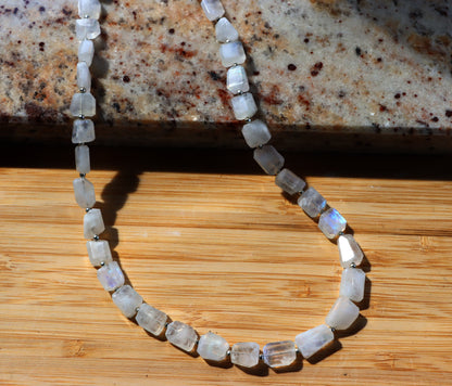 Faceted moonstone necklace