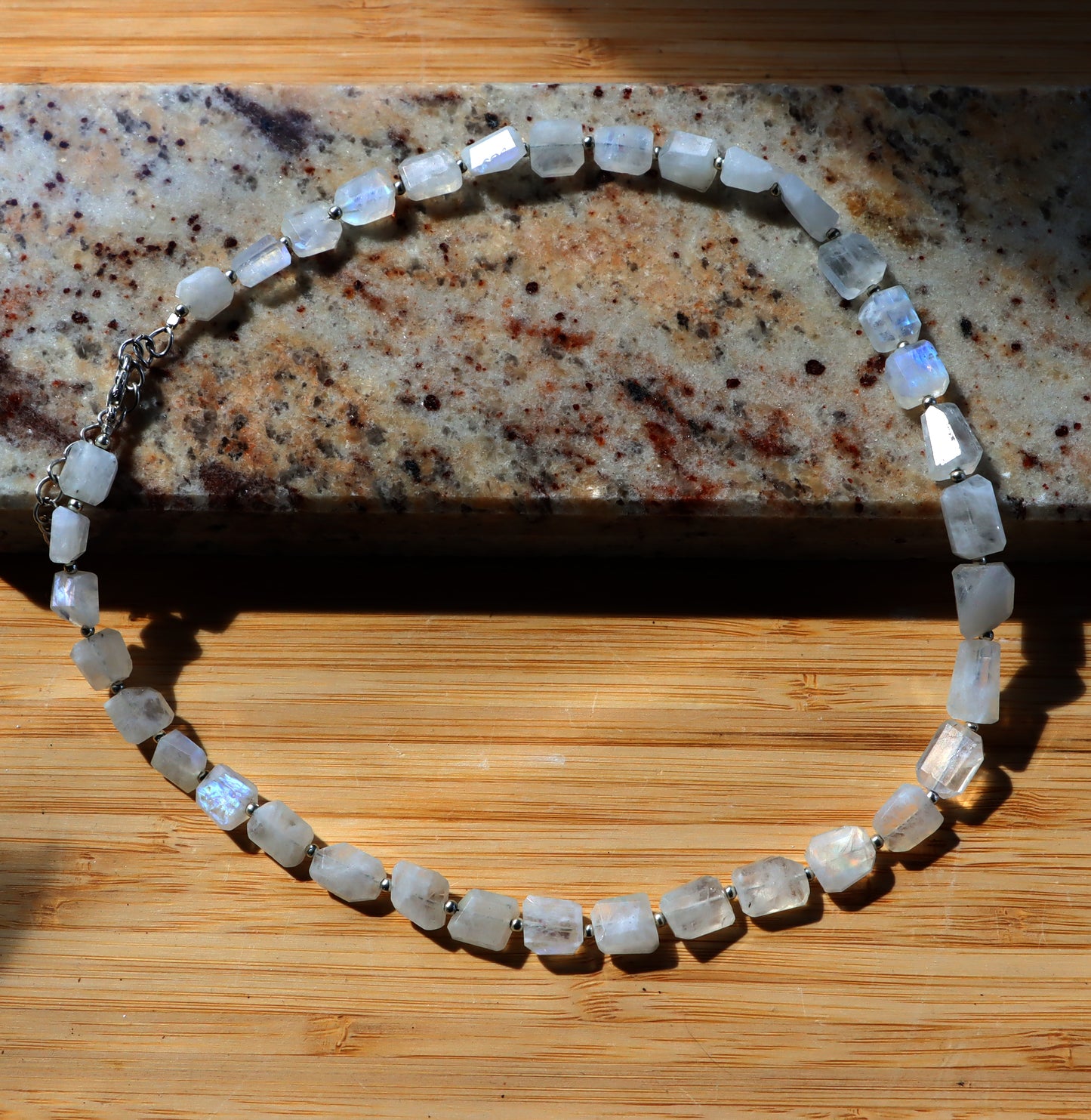 Faceted moonstone necklace