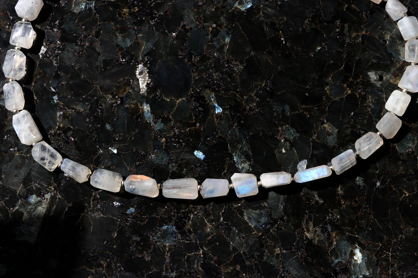 Faceted moonstone necklace