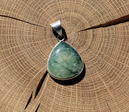 Epidote pendant in prehnite