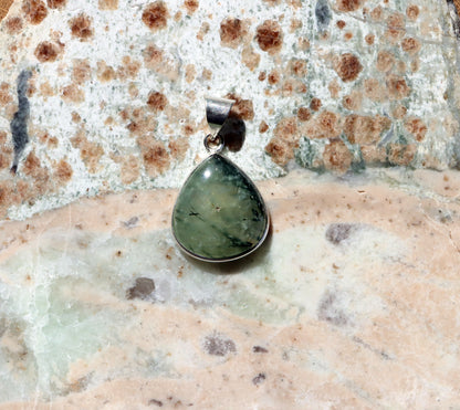 Epidote pendant in prehnite