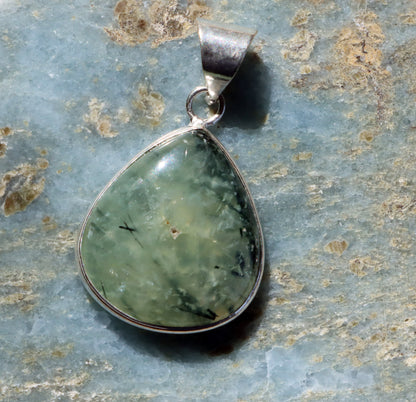 Epidote pendant in prehnite