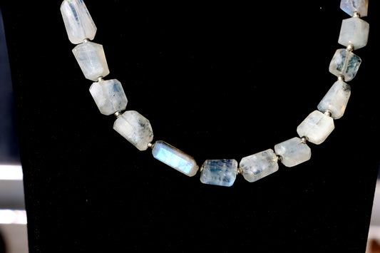 Faceted moonstone necklace