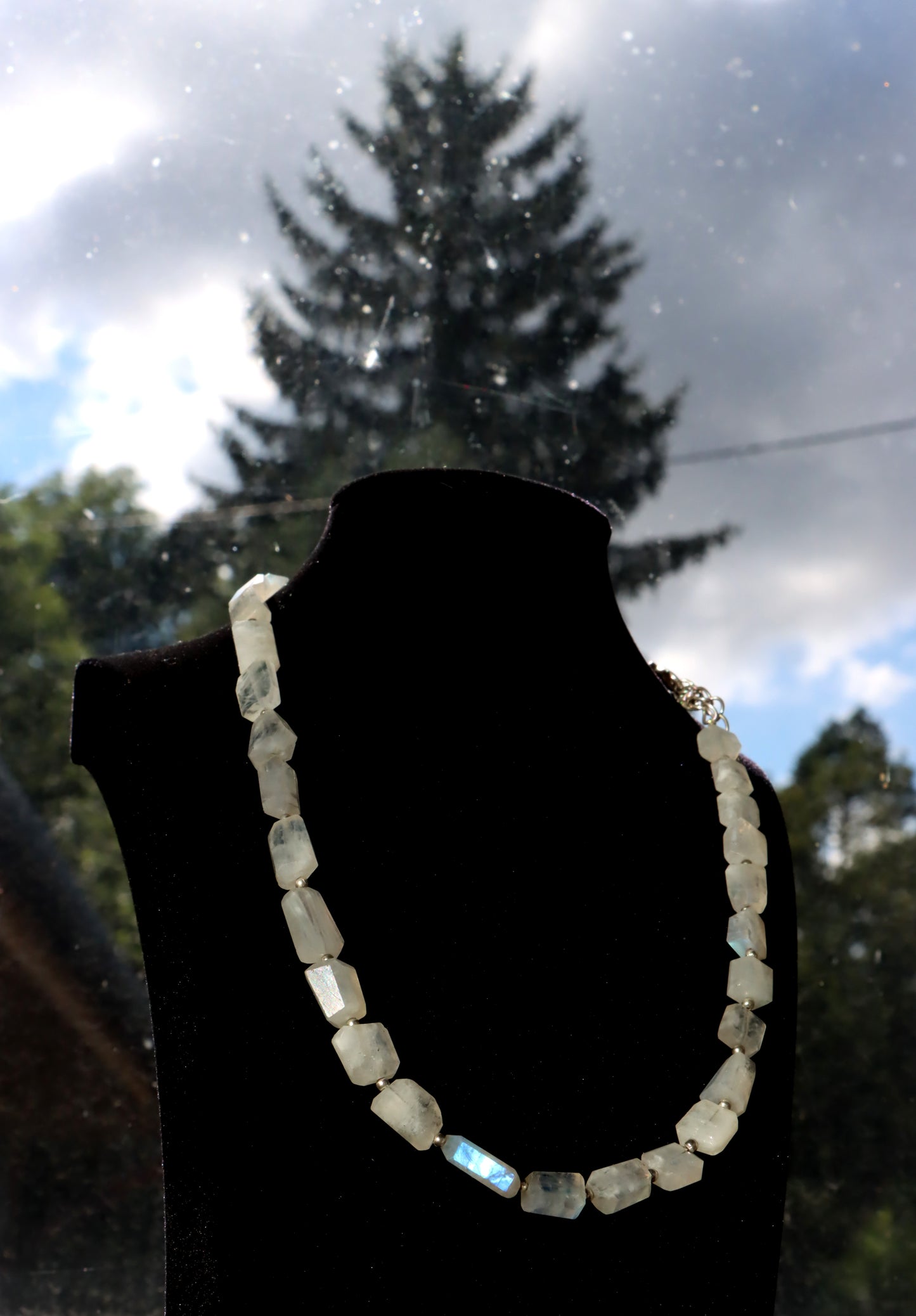 Faceted moonstone necklace