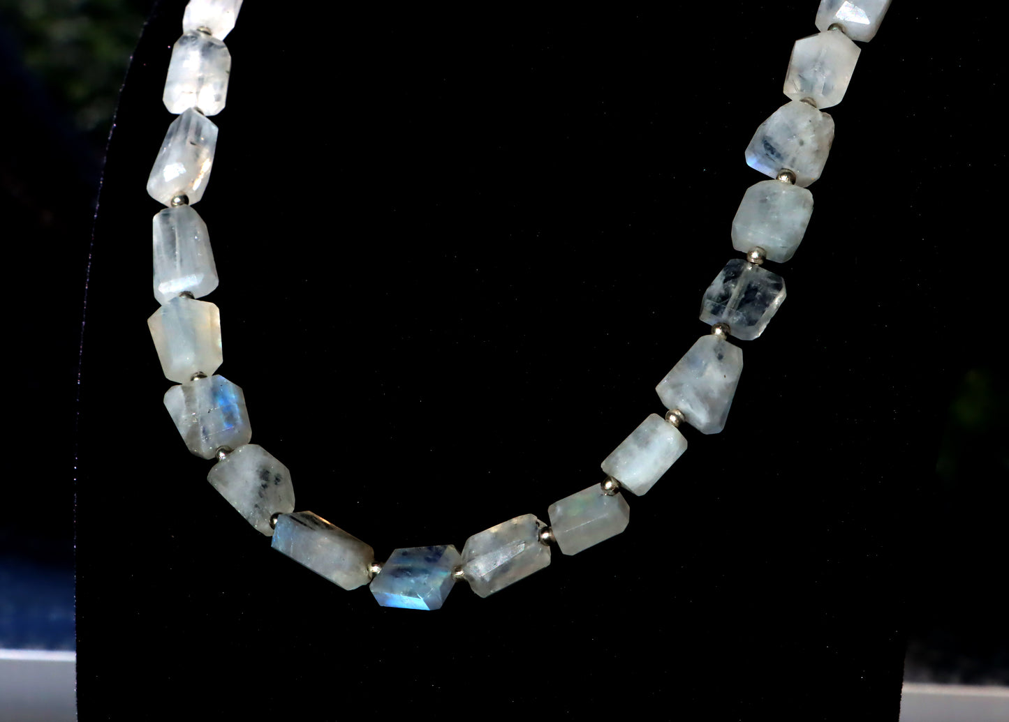 Faceted moonstone necklace