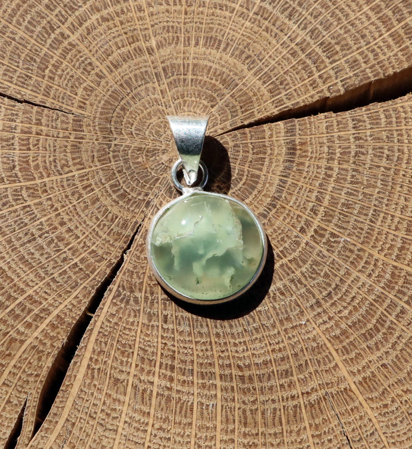 Epidote pendant in prehnite