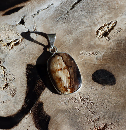 Petrified palm tree pendant