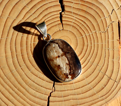 Petrified palm tree pendant