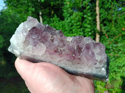 Polished amethyst with agate and crystal