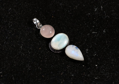 Pendant larimar rose gold moonstone