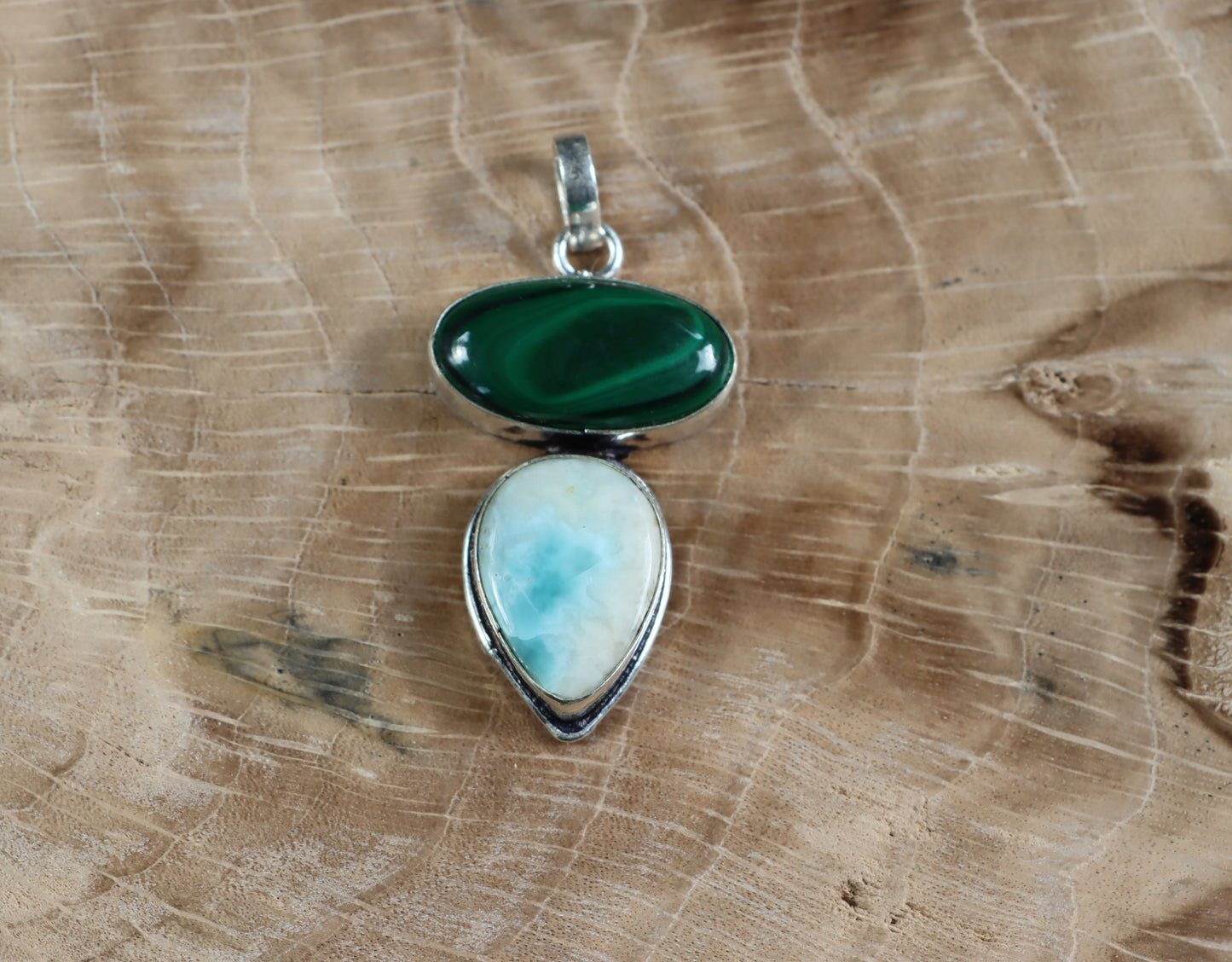 Malachite larimar pendant