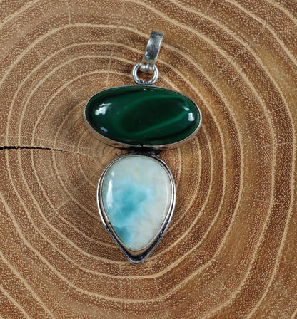 Malachite larimar pendant