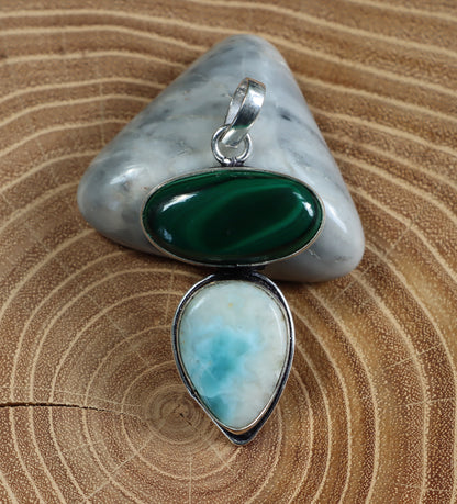 Malachite larimar pendant