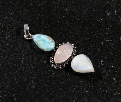 Pendant larimar rose gold moonstone