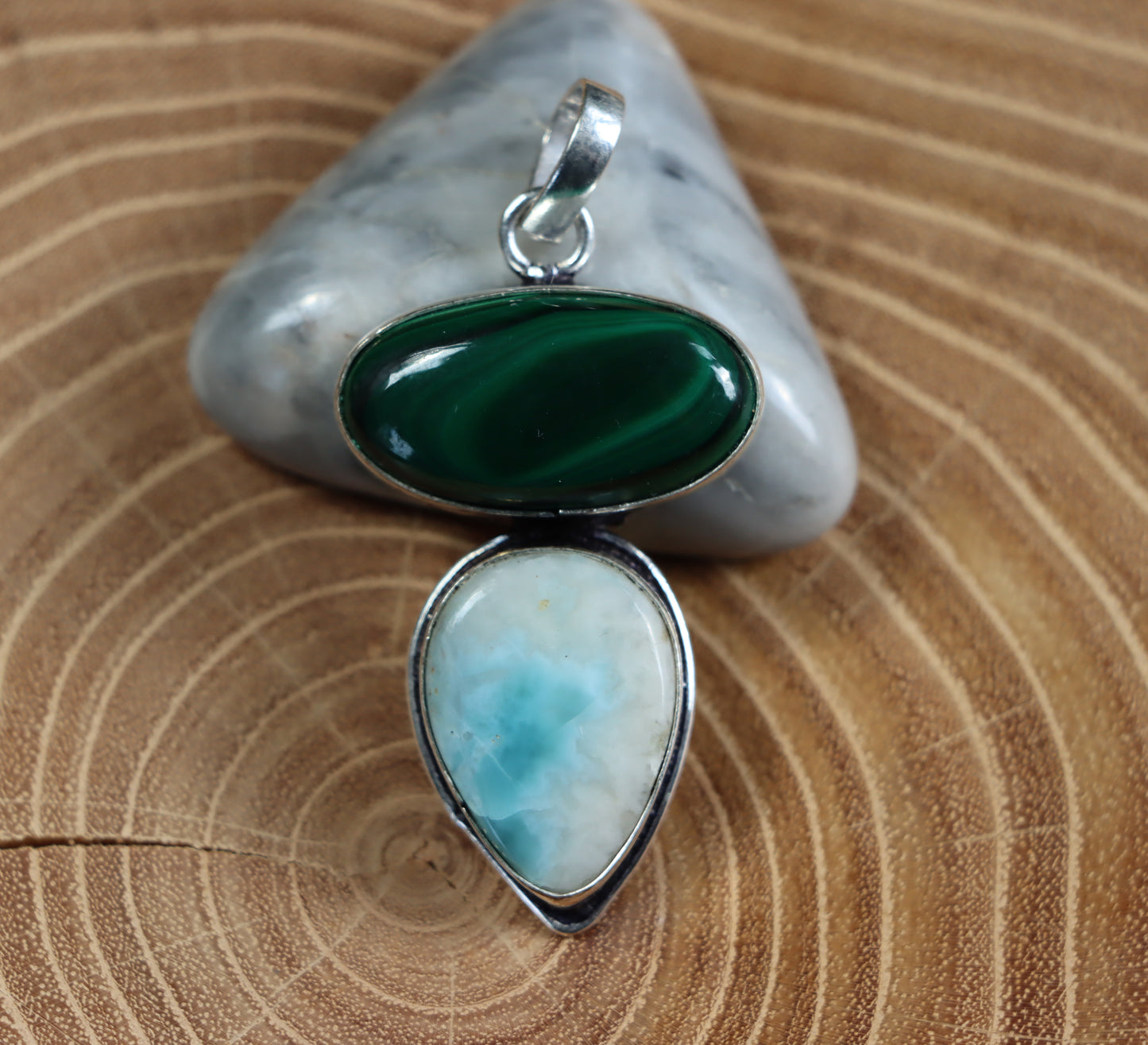 Malachite larimar pendant